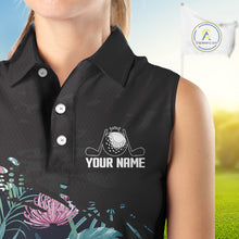 Load image into Gallery viewer, Custom Name Tropical Print Sleeveless Women Polo Shirt – Stylish Animal Print Golf Polo For Womens NHT856