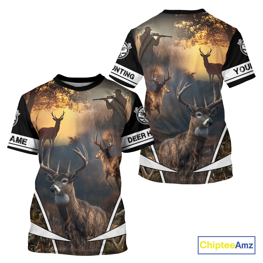 Personalized Deer Hunting Shirt, Custom Name 3D Deer Print, Perfect Gift for Hunters NHT279