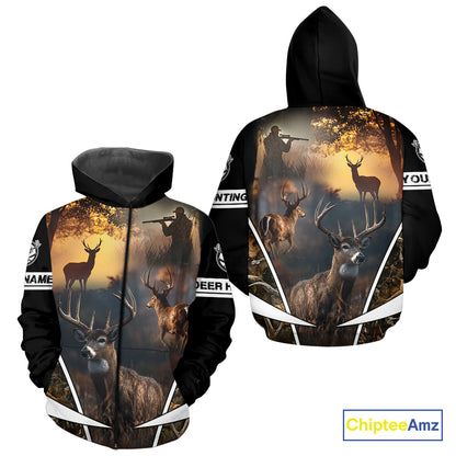 Personalized Deer Hunting Shirt, Custom Name 3D Deer Print, Perfect Gift for Hunters NHT279