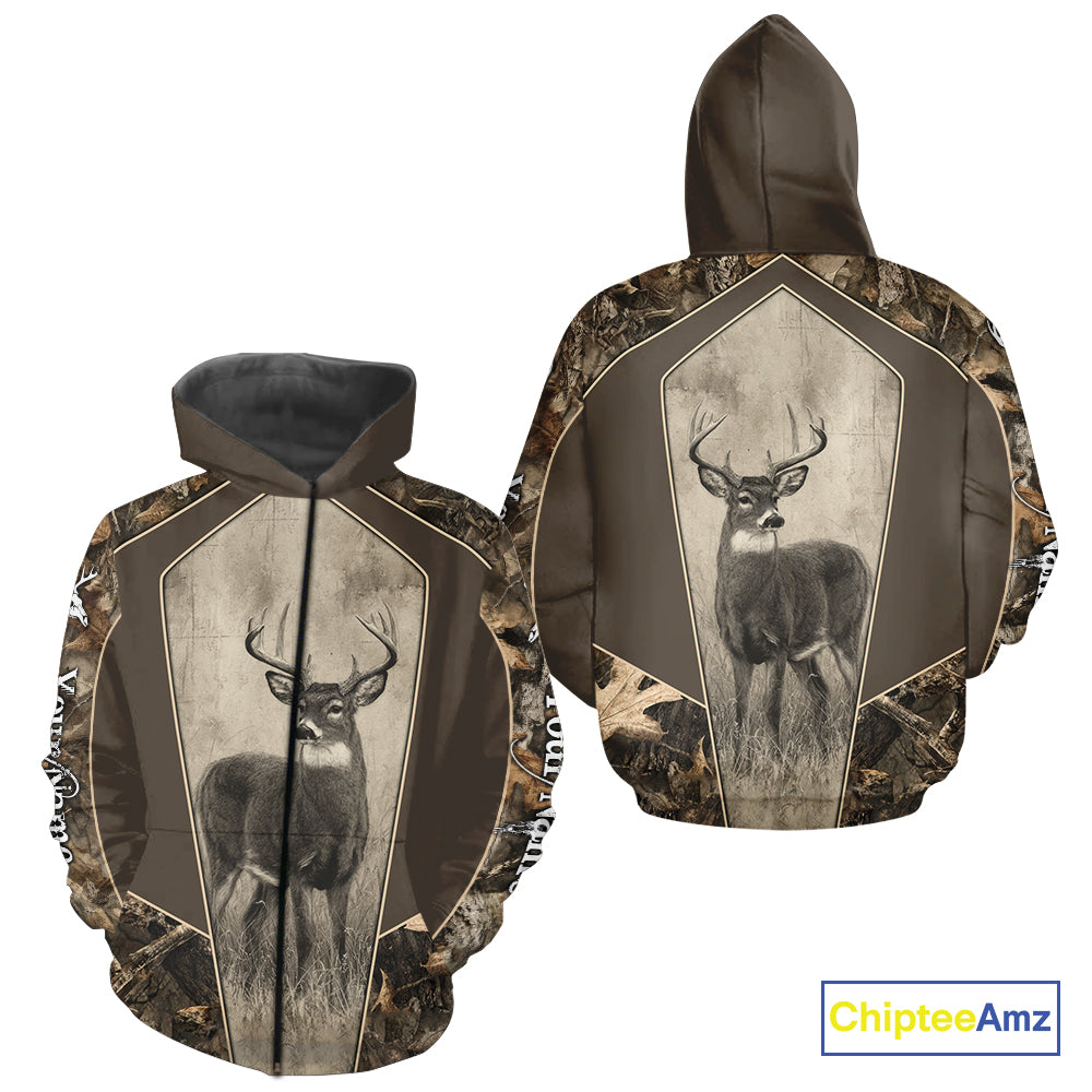 Whitetail Deer Hunting Season Shirt 3D Buck Design Custom Hunting Gift, Deer Hunting Shirt NHT331