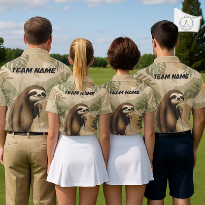 Personalized Sloth Men Golf Polo Shirt, Funny Lazy Sloth Performance Golf Shirt Custom Name NHT1312