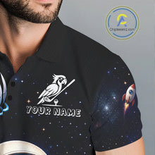 Load image into Gallery viewer, Personalized Astronaut Parrot Mens Golf Polo Shirt – Cute Space Bird Golf Shirt, Custom Team Name NHT1187
