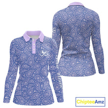 Load image into Gallery viewer, Custom Lavender Paisley Golf Polo For Womens, Personalized Women's Golf Shirt With Name For Mother's Day NHT695