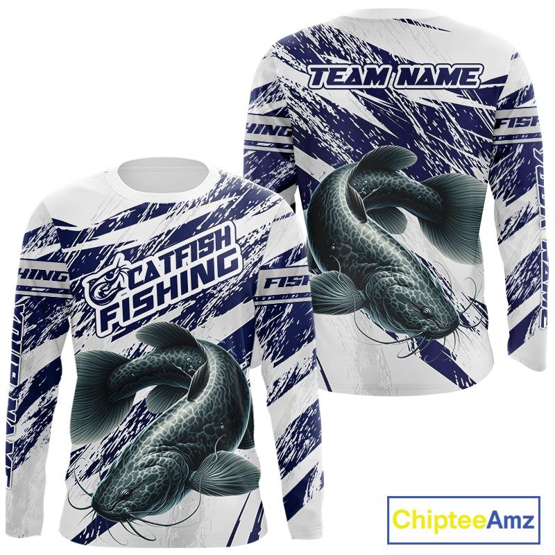Catfish Custom Fishing Shirts Long Sleeve For Men , Catfish Fishing Tournament Apparel NHT521