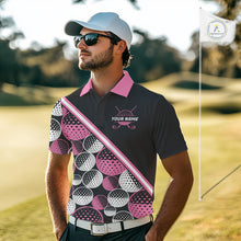 Load image into Gallery viewer, Golf Balls Pink Pattern Mens Golf Polo Shirts Custom Golf Apparel For Familly Team Shirt NHT706