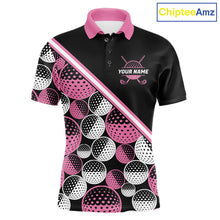 Load image into Gallery viewer, Golf Balls Pink Pattern Mens Golf Polo Shirts Custom Golf Apparel For Familly Team Shirt NHT706