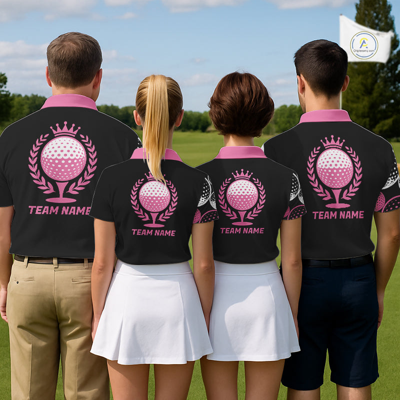 Golf Balls Pink Pattern Womens Golf Polo Shirts Custom Golf Apparel For Familly Team Shirt NHT706