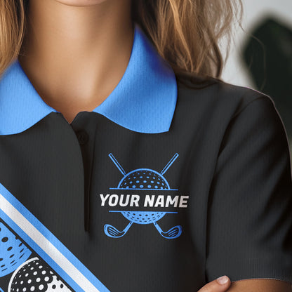 Golf Balls Blue Pattern Womens Golf Polo Shirts Custom Golf Apparel For Familly Team Shirt NHT707