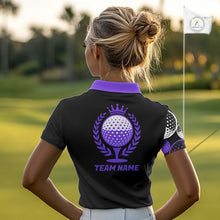 Load image into Gallery viewer, Golf Balls Purple Pattern  Womens Golf Polo Shirts Custom Golf Apparel For Familly Team Shirt NHT710