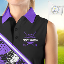 Load image into Gallery viewer, Golf Balls Purple Pattern Womens Sleeveless Golf Polo Shirts Custom Golf Apparel For Familly Team Shirt NHT710