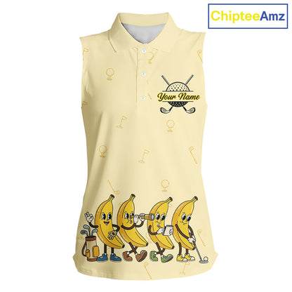 Funny Banana Womens Sleeveless Golf Polo Shirts Team, Women Golf Jerseys For Golfer, Golf Gifts NHT908