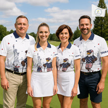Load image into Gallery viewer, Custom Patriotic Mens Golf Polo Shirt – American Eagle Golf Team Polo With Personalized Name NHT1065