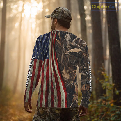 Skull Deer Hunting Shirt-Personalized US Flag Camouflage, Best Hunting Hoodie For Hunter NHT364
