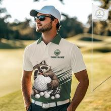 Load image into Gallery viewer, Custom Green Raccoon Golf Jersey For Mens, Custom Name Funny Golf Top For Team NHT935