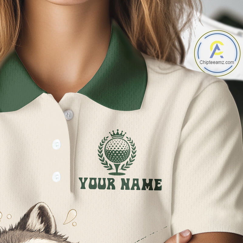Custom Green Raccoon Golf Jersey For Womens, Custom Name Funny Golf Top For Team NHT935