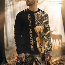 Load image into Gallery viewer, Personalized Yellow Lab Duck Hunting Custom Name All Over Print Shirt, Duck Hunting Gifts NHT241