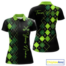 Load image into Gallery viewer, Womens Golf Polo Shirt Argyle Pattern Golf Shirts For Womens Funny White Green Golf Gifts NHT788
