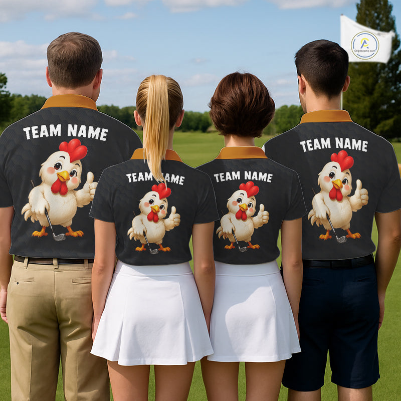 Funny Chicken Golf Polo Shirt Personalized Custom Name Rooster Golfer Polo For Womens NHT946