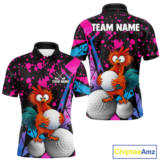 Colorful Funny Chicken Golf Jersey for Men Golf League Team Shirt
