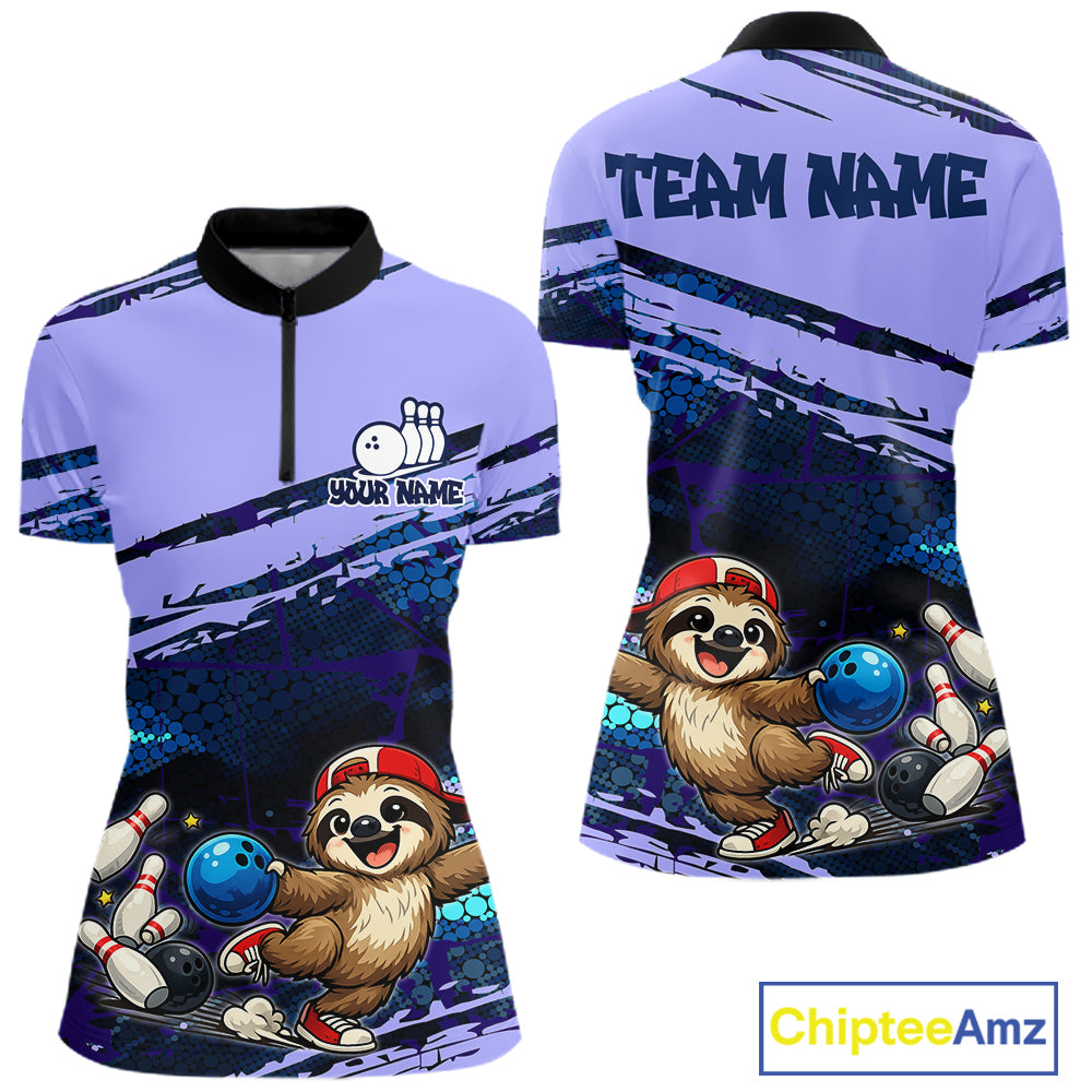 Custom Funny Sloth Bowling Jersey for Women | Personalized Bowling Team Shirt