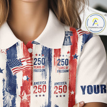 Load image into Gallery viewer, Women's Custom America 250Th Anniversary Polo - Vintage Patriotic USA Flag Personalized Performance Jersey