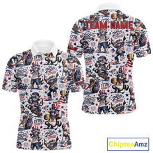 Load image into Gallery viewer, Funny Patriotic Raccoon Personalized Men's Golf Polo Shirt- America 250 Years Golf Gift