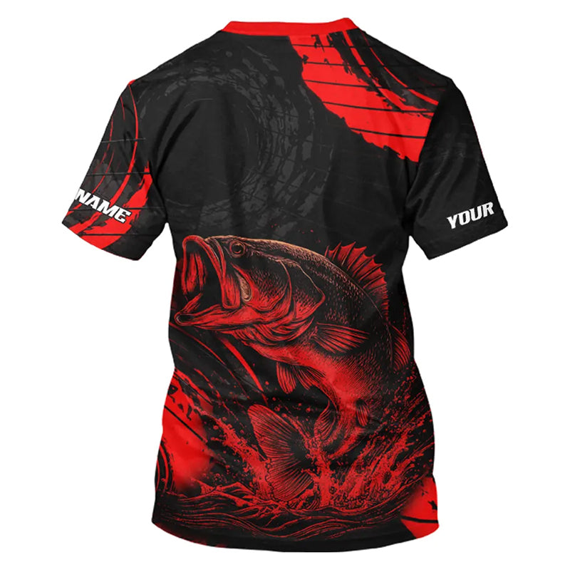 Personalized Bass Fishing Jerseys, Bass Fishing Shirt| Red NHT382