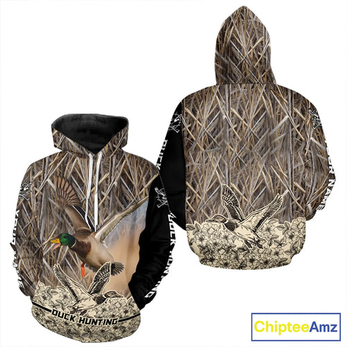 Best Mallard Duck Hunting Shirts, Customized Name All Over Print Shirts For Hunters NHT272