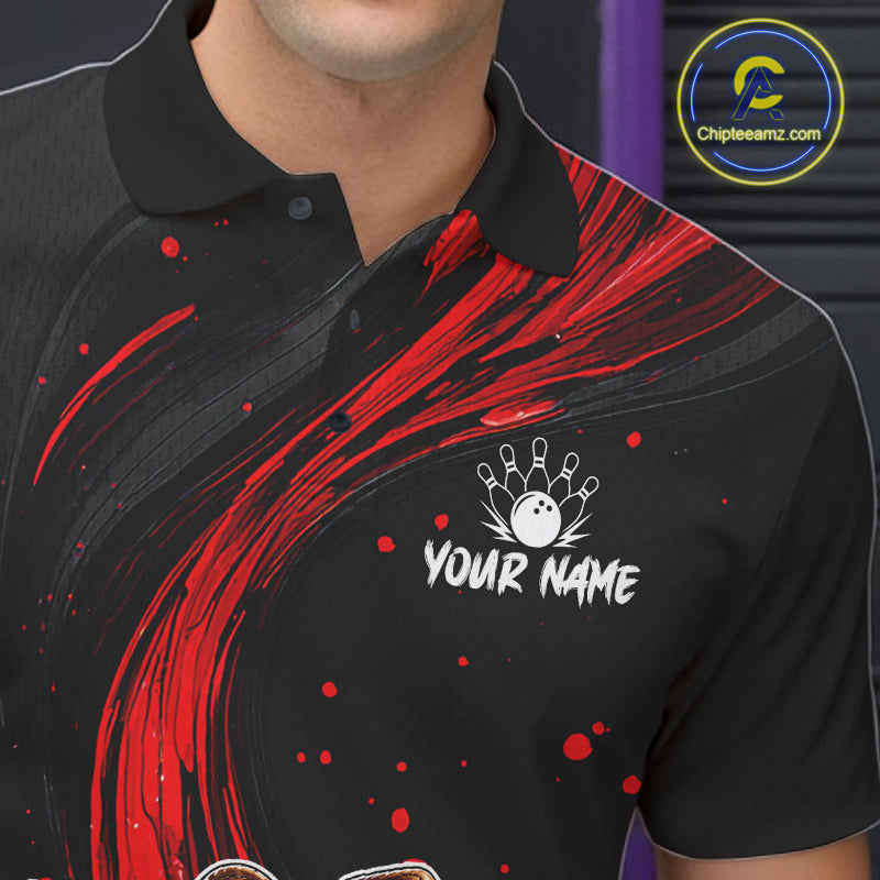 Funny Skeleton Cowboy Bowling Shirt, Personalized Red Color Beer Bowler Polo & Quarter-Zip NHT1161