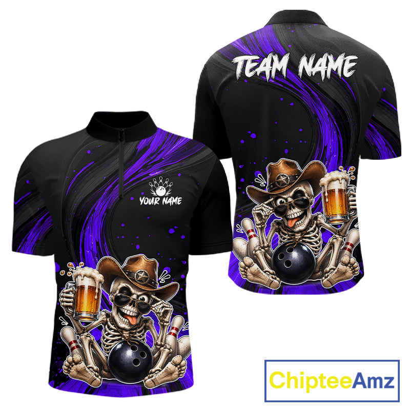 Black and purple sports jersey with skeleton design and 'Team Name' text on a white background.