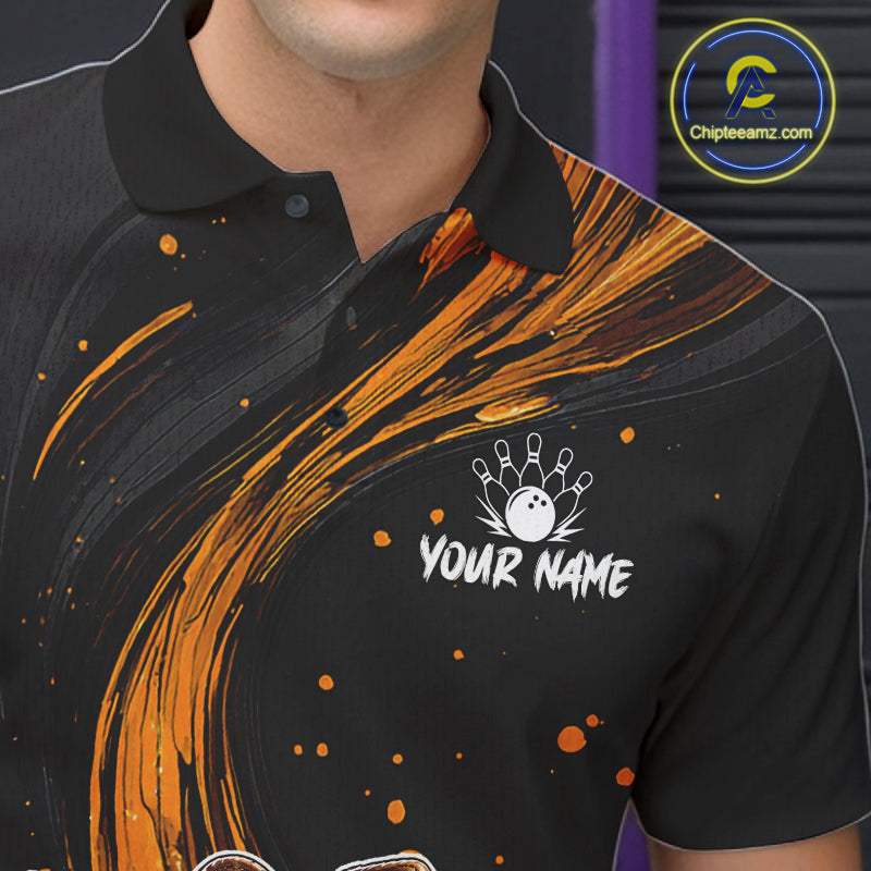 Funny Skeleton Cowboy Bowling Shirt, Personalized Yellow Color Beer Bowler Polo & Quarter-Zip NHT1164