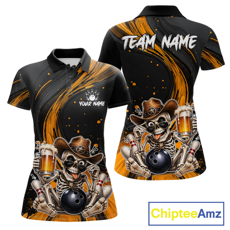 Polo shirt with skeleton design and 'Team Name' text, featuring ChipteeAmz branding.
