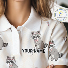 Load image into Gallery viewer, Personalized Funny Argyle Raccoon Pattern Womens Golf Polo Shirt - Custom Golf Team Gift