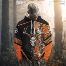 Load image into Gallery viewer, Personalized Orange Camo Black Skull Deer Hunting 3D Shirts, Perfect Gift for Hunters NHT281
