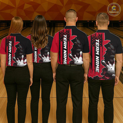 Women's Custom Bowling Tournament Polo Shirt & 1/4 Zip – Personalized Team Bowling Jersey| Red NHT1199