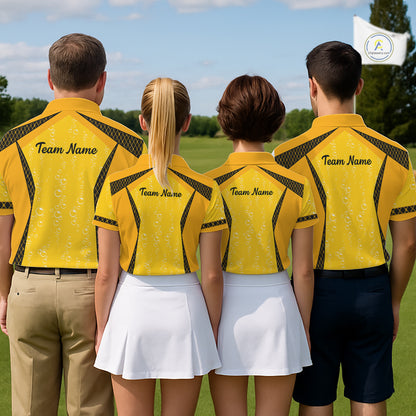 Custom Womens Beer Bubbles Golf Polo Shirt, Personalized Yellow Beer Themed Golf Jersey With Name, Gift For Golfer NHT703