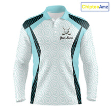 Load image into Gallery viewer, Personalized Aqua Sea Wave Golf Shirt With Name, Elegant Men's Sportswear, Stylish Men Golf Jersey NHT704