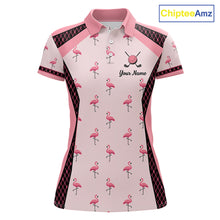 Load image into Gallery viewer, Custom  Womens Flamingo Golf Polo, Personalized Pink Flamingo Golf Shirt With Name, Gift For Golfer NHT705