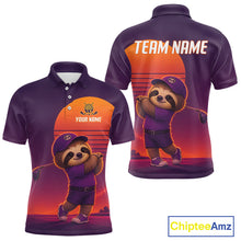 Load image into Gallery viewer, Personalized Sloth Golf Shirt - Retro Sunset Golf Polo Shirt For Men