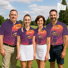 Load image into Gallery viewer, Personalized Sloth Golf Shirt - Retro Sunset Golf Polo Shirt For Men NHT1037