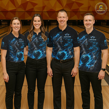 Custom Personalized Team Bowling Jersey With Name, Men's Grim Reaper Bowling Shirt & Quarter Zip NHT1200