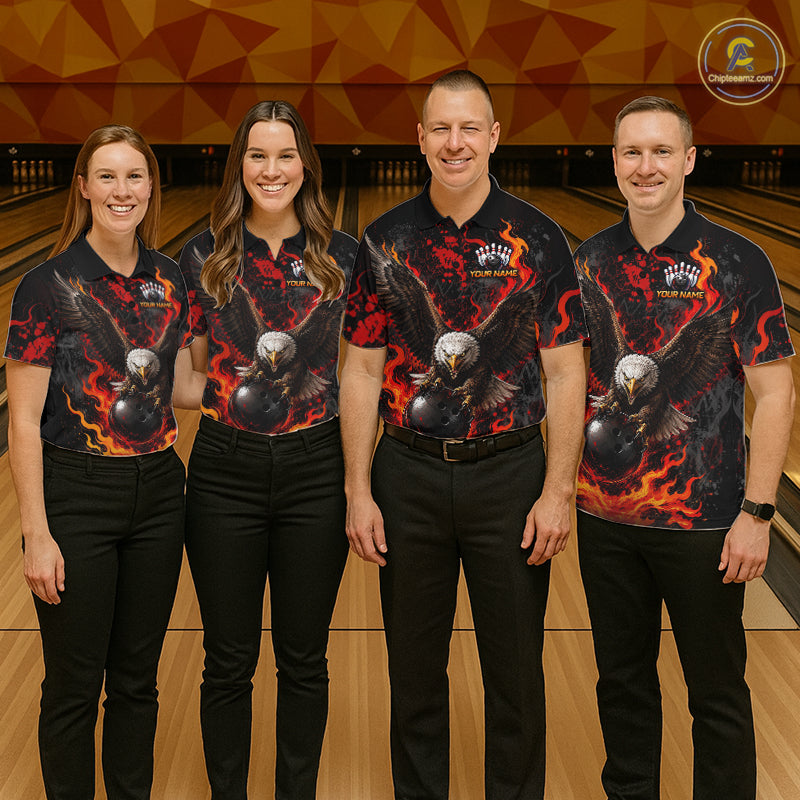 Eagle Bowling Polo Shirt Custom Name Team Quarter Zip Bowling Jersey For Women NHT1350