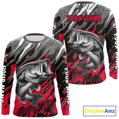 Personalized Bass Fishing Sport Jerseys, Bass Fishing Shirts Long Sleeve For Men NHT457