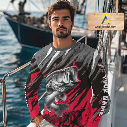 Personalized Bass Fishing Sport Jerseys, Bass Fishing Shirts Long Sleeve For Men NHT457