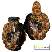 Load image into Gallery viewer, Deer Hunting Shirt US Flag 3D All Over Print Orange Black, Custom Name Personalized Gift NHT296