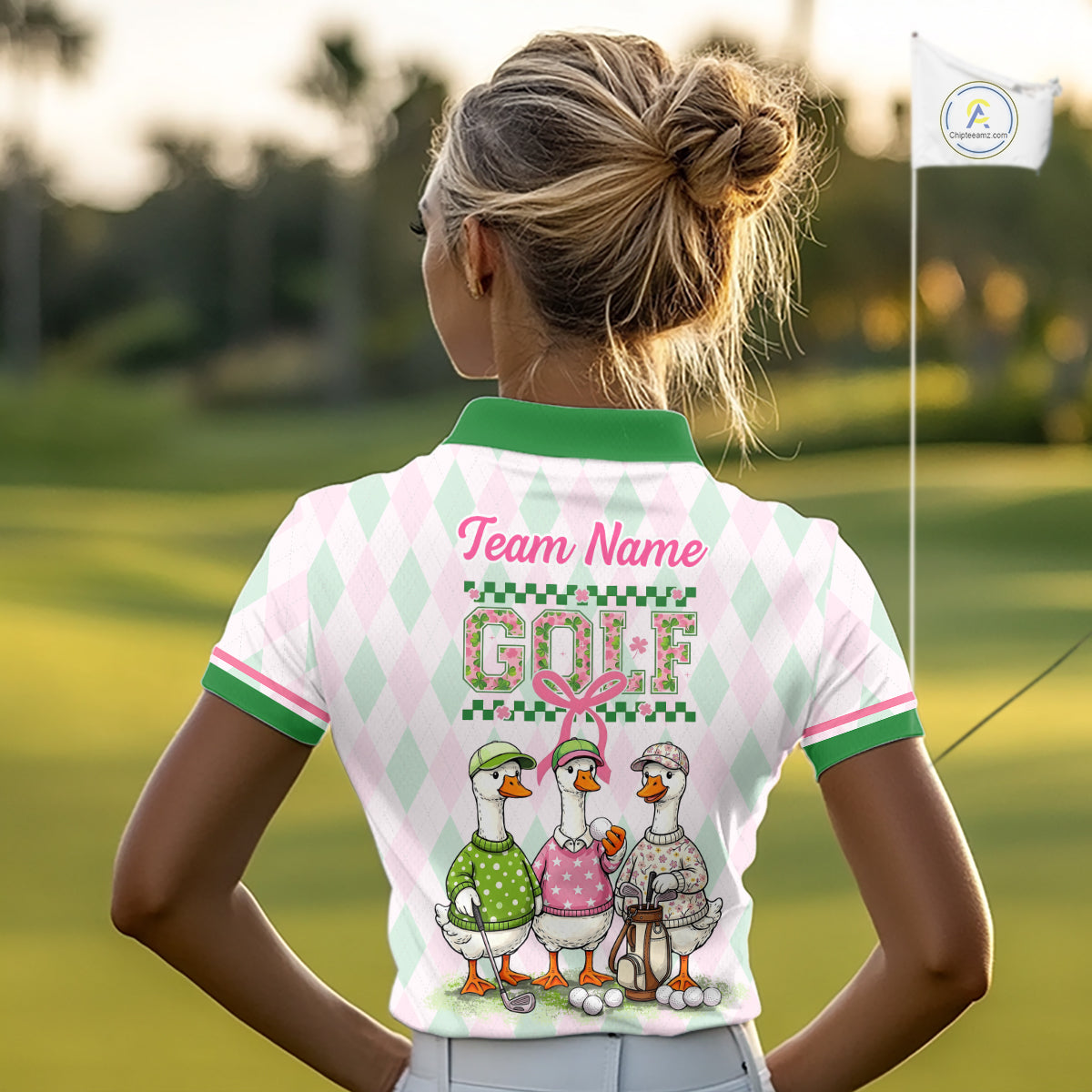 The Duck Family Golf Team Shirt – Personalized Matching Argyle Pattern Polos Golf Shirt For Womens NHT723