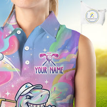 Load image into Gallery viewer, Funny Pastel Shark Womens Sleeveless Golf Polo Shirt Custom Ocean Golf Shirt, Polo Gift For Golf Lovers NHT898