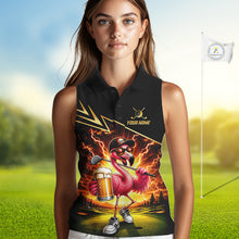 Load image into Gallery viewer, Funny Flamingo Womens Sleeveless Golf Polo Shirts Custom Golf And Beer Golf Apparel For Golfer NHT900