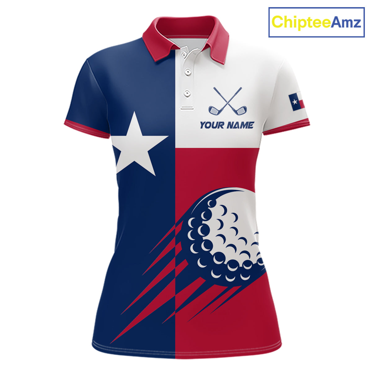 Personalized Texas Flag Patriotic Golf White Womens Golf Polo Shirts Custom Golf Gift For Womens NHT736
