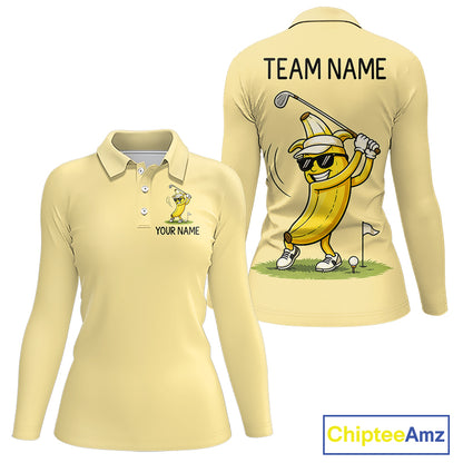 Funny Banana Womens Golf Polo Shirt, Custom Golf Polo For Women, Golf Apparel Gift For Golf Lovers NHT905